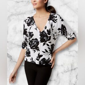 NWT INC International Concepts Sequin Floral Ruched Sleeve Cardigan Size XL